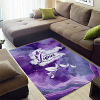 Lupus Awareness Month Area Rug Purple Ribbon Watercolor Galaxy Butterfly Floral Support Art
