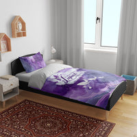Lupus Awareness Month Bedding Set Purple Ribbon Watercolor Galaxy Butterfly Floral Support Art