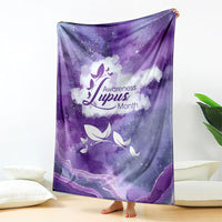 Lupus Awareness Month Blanket Purple Ribbon Watercolor Galaxy Butterfly Floral Support Art