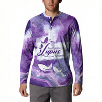 Lupus Awareness Month Button Sweatshirt Purple Ribbon Watercolor Galaxy Butterfly Floral Support Art