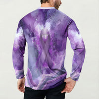 Lupus Awareness Month Button Sweatshirt Purple Ribbon Watercolor Galaxy Butterfly Floral Support Art