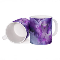 Lupus Awareness Month Ceramic Mug Purple Ribbon Watercolor Galaxy Butterfly Floral Support Art