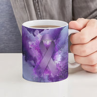 Lupus Awareness Month Ceramic Mug Purple Ribbon Watercolor Galaxy Butterfly Floral Support Art