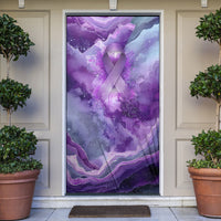 Lupus Awareness Month Door Cover Purple Ribbon Watercolor Galaxy Butterfly Floral Support Art