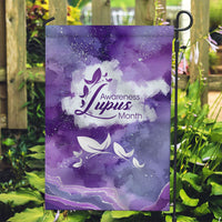 Lupus Awareness Month Garden Flag Purple Ribbon Watercolor Galaxy Butterfly Floral Support Art