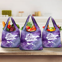 Lupus Awareness Month Grocery Bag Purple Ribbon Watercolor Galaxy Butterfly Floral Support Art