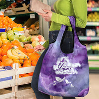 Lupus Awareness Month Grocery Bag Purple Ribbon Watercolor Galaxy Butterfly Floral Support Art