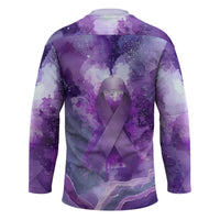 Lupus Awareness Month Hockey Jersey Purple Ribbon Watercolor Galaxy Butterfly Floral Support Art