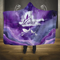 Lupus Awareness Month Hooded Blanket Purple Ribbon Watercolor Galaxy Butterfly Floral Support Art