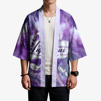 Lupus Awareness Month Kimono Purple Ribbon Watercolor Galaxy Butterfly Floral Support Art