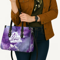 Lupus Awareness Month Leather Bag Purple Ribbon Watercolor Galaxy Butterfly Floral Support Art
