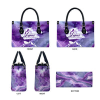 Lupus Awareness Month Leather Bag Purple Ribbon Watercolor Galaxy Butterfly Floral Support Art