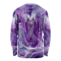 Lupus Awareness Month Long Sleeve Shirt Purple Ribbon Watercolor Galaxy Butterfly Floral Support Art