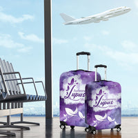 Lupus Awareness Month Luggage Cover Purple Ribbon Watercolor Galaxy Butterfly Floral Support Art