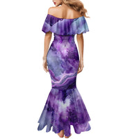 Lupus Awareness Month Mermaid Dress Purple Ribbon Watercolor Galaxy Butterfly Floral Support Art