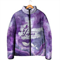 Lupus Awareness Month Padded Jacket Purple Ribbon Watercolor Galaxy Butterfly Floral Support Art