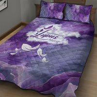Lupus Awareness Month Quilt Bed Set Purple Ribbon Watercolor Galaxy Butterfly Floral Support Art