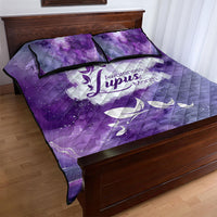 Lupus Awareness Month Quilt Bed Set Purple Ribbon Watercolor Galaxy Butterfly Floral Support Art