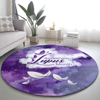 Lupus Awareness Month Round Carpet Purple Ribbon Watercolor Galaxy Butterfly Floral Support Art