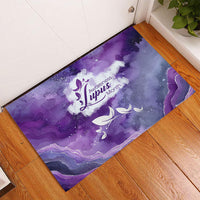 Lupus Awareness Month Rubber Doormat Purple Ribbon Watercolor Galaxy Butterfly Floral Support Art