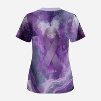 Lupus Awareness Month Scrub Top Purple Ribbon Watercolor Galaxy Butterfly Floral Support Art
