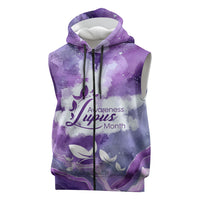 Lupus Awareness Month Sleeveless Zip Hoodie Purple Ribbon Watercolor Galaxy Butterfly Floral Support Art