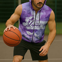 Lupus Awareness Month Sleeveless Zip Hoodie Purple Ribbon Watercolor Galaxy Butterfly Floral Support Art