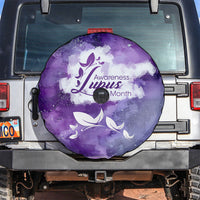 Lupus Awareness Month Spare Tire Cover Purple Ribbon Watercolor Galaxy Butterfly Floral Support Art