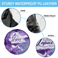 Lupus Awareness Month Spare Tire Cover Purple Ribbon Watercolor Galaxy Butterfly Floral Support Art