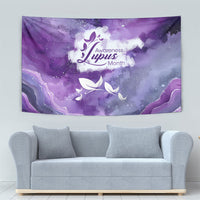 Lupus Awareness Month Tapestry Purple Ribbon Watercolor Galaxy Butterfly Floral Support Art