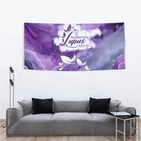 Lupus Awareness Month Tapestry Purple Ribbon Watercolor Galaxy Butterfly Floral Support Art