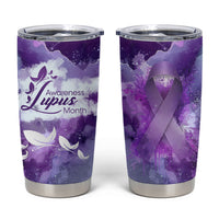 Lupus Awareness Month Tumbler Cup Purple Ribbon Watercolor Galaxy Butterfly Floral Support Art