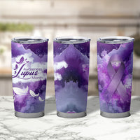 Lupus Awareness Month Tumbler Cup Purple Ribbon Watercolor Galaxy Butterfly Floral Support Art