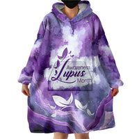 Lupus Awareness Month Wearable Blanket Hoodie Purple Ribbon Watercolor Galaxy Butterfly Floral Support Art