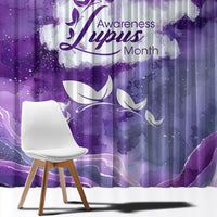 Lupus Awareness Month Window Curtain Purple Ribbon Watercolor Galaxy Butterfly Floral Support Art