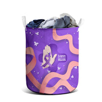 Lupus Awareness Laundry Basket Her Fight Is My Fight - Purple Ribbon Butterfly Wave Style