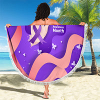 Lupus Awareness Beach Blanket Her Fight Is My Fight - Purple Ribbon Butterfly Wave Style