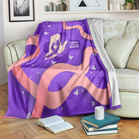 Lupus Awareness Blanket Her Fight Is My Fight - Purple Ribbon Butterfly Wave Style
