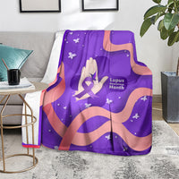 Lupus Awareness Blanket Her Fight Is My Fight - Purple Ribbon Butterfly Wave Style