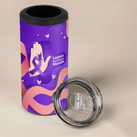 Lupus Awareness 4 in 1 Can Cooler Tumbler Her Fight Is My Fight - Purple Ribbon Butterfly Wave Style