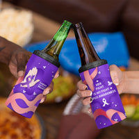 Lupus Awareness 4 in 1 Can Cooler Tumbler Her Fight Is My Fight - Purple Ribbon Butterfly Wave Style