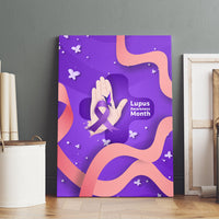 Lupus Awareness Canvas Wall Art Her Fight Is My Fight - Purple Ribbon Butterfly Wave Style