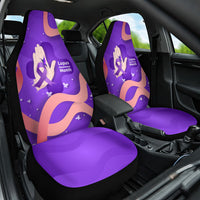 Lupus Awareness Car Seat Cover Her Fight Is My Fight - Purple Ribbon Butterfly Wave Style