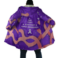 Lupus Awareness Cloak Her Fight Is My Fight - Purple Ribbon Butterfly Wave Style