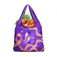 Lupus Awareness Grocery Bag Her Fight Is My Fight - Purple Ribbon Butterfly Wave Style