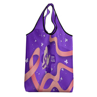 Lupus Awareness Grocery Bag Her Fight Is My Fight - Purple Ribbon Butterfly Wave Style