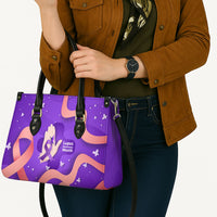 Lupus Awareness Leather Bag Her Fight Is My Fight - Purple Ribbon Butterfly Wave Style