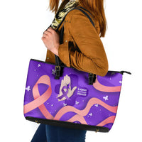 Lupus Awareness Leather Tote Bag Her Fight Is My Fight - Purple Ribbon Butterfly Wave Style