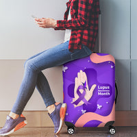 Lupus Awareness Luggage Cover Her Fight Is My Fight - Purple Ribbon Butterfly Wave Style