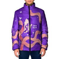 Lupus Awareness Padded Jacket Her Fight Is My Fight - Purple Ribbon Butterfly Wave Style